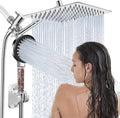 Filtered Shower Head,8”Rain Shower Head with Handheld Spray Combo with 11'' Angle Adjustable Extension Arm/Flow Regulator/Shower System,High Pressure Rainfall Shower Head Bathroom,Chrome
