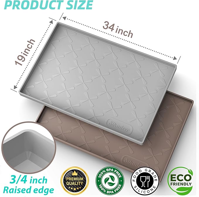 SIKADEER Under Sink Mat Waterproof 34" x 19", Silicone Mat Kitchen Drawer Shelf and Cabinet Liner, Sink Protector for Kitchen Organizers and Storage, Boot Tray Pet Food Mats