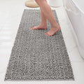 Bathroom Rugs Non Slip Washable 60x24, Extra Thick Soft Chenille Absorbent Bath Mat, High Density Barrier Non Slip Backing, Quick Dry Plush Shaggy Floor Carpet for Tub&Shower, Grey
