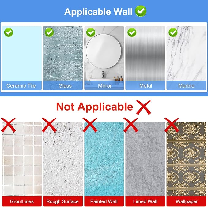 Diesisa 2pc Acrylic Wall Mount Organizer, Adhesive Shelf, Bathroom Shelves for Wall, Self Adhesive Organizer, Shower Caddies, No Drilling Hang Wall,with 3pack Tapes, for Bathroom, Kitchen, Living Room