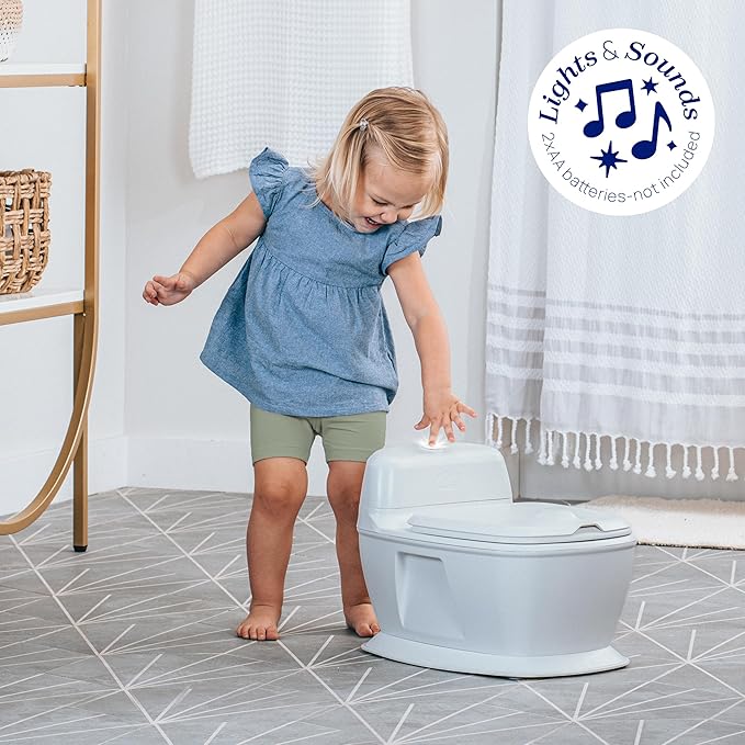 Chicco Toddler Training Toilet with Flip-Up Seat and Lid, Easy-Clean Surfaces, Adjustable Soft-Flex Spray Shield, Flashing Lights and Flushing Sounds, For children up to 60 lbs.