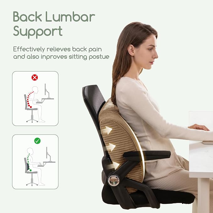 Lumbar Support Pillow for Recliner Chair/Accent Chair/Couch, Extra Large Memory Foam Back Support Cushion for Elderly, Recliner Cushions for Back Rest, Pain Relief, Reading, Washable Cover, Coffee