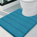 Buganda Memory Foam U-Shaped Contour Toilet Rugs, Non Slip Absorbent, Thick Soft Washable Bathroom Mat, Floor Carpet Bath Rugs Mat for Toilet Base (24" x 20", Peacock Blue)