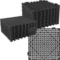 ToLanbbt Modular Interlocking Cushion 24P 11.8" x 11.8" Interlocking Rubber Floor Drain Holes Non-Slip Splicing Drainage Mats for Deck, Shower, Kitchen, Drain Pool, Sauna Bath, Indoor Outdoor (Black)