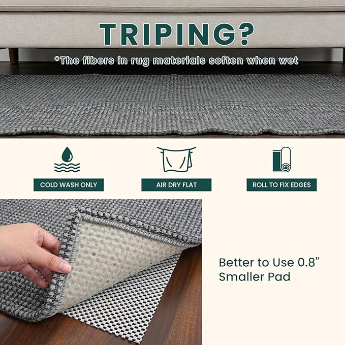KOZYFLY 3x16 Runners Rugs for Hallway, Extra Long Washable Runner Rug, Non Slip Rubber Backed Kitchen Runner, Cotton Entryway Rug, Floor Carpet for Entry, Aisle, Hall, Grey/Dark Grey