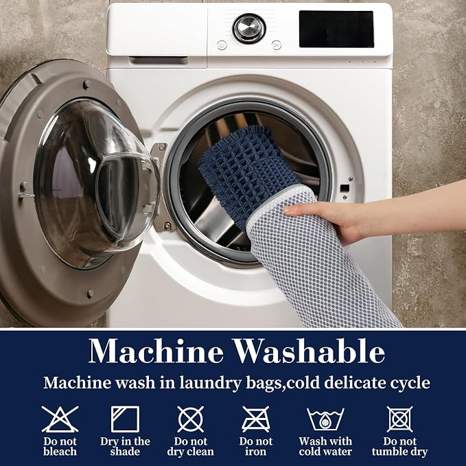 RESARE Waffle Bath Mat for Bathroom, Super Absorbent Bathroom Rugs Non Slip Machine Washable, Ultra Soft Quick Dry Boho Bath Rugs with Tassels, Farmhouse Home Decor Accessories, 24"x36" Navy