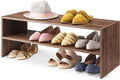 Whitmor Wood Stackable 2-Shelf Shoe Rack, Walnut, 31 inches