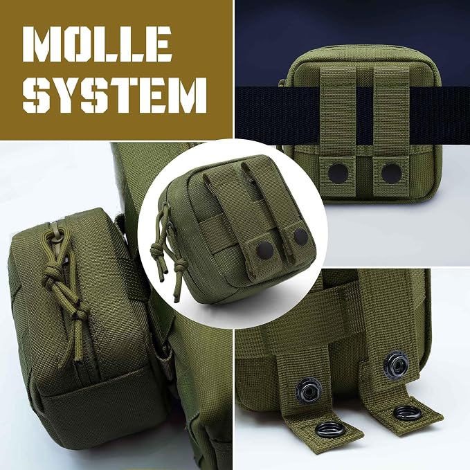 2 Pack Small Admin Pouch, 1000D Tactical Molle Mini Tool EDC Waist Belt Pouches Bag for Vest Backpack
