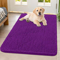 Smiry Dog Door Mat for Muddy Paws 40x32, Absorbent Dirt Trapper, Non-Slip Washable Chenille Entryway Rug for Inside Floor, Purple, Classic Solid