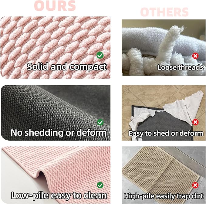 TYUU Pink Bathroom Rugs Non Slip Washable, Super Absorbent Thin Bath Mat Small Quick Dry Low Pile Bathroom Rug, Pink 16"x24"