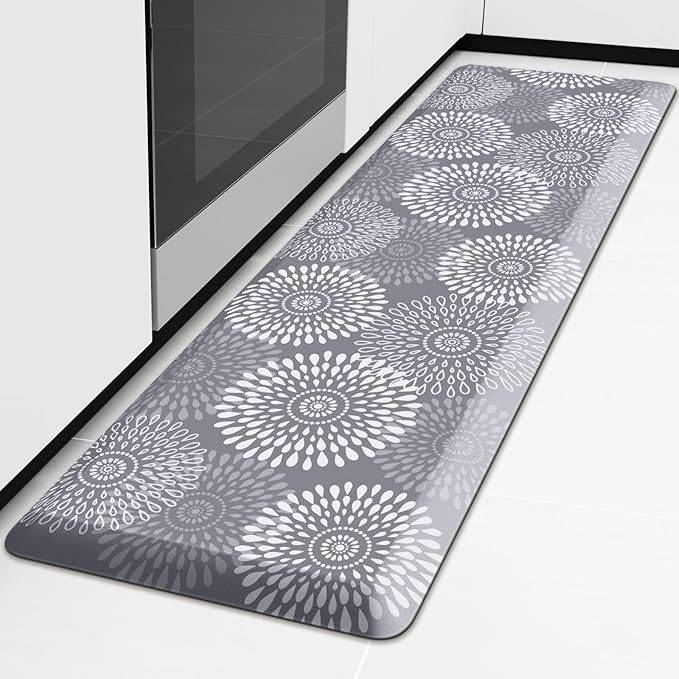 LuxStep Kitchen Mat Waterproof Kitchen Rugs for Floor Cushioned Anti-Fatigue Mat Non-Slip Standing Desk Mat Comfort Floor Mats for House Sink Office 17.3" x 60"-4/5 Inch Grey