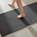 TYUU Bathroom Runner Rugs, Long Bath Mat Runner Washable Thin Quick Dry Low Pile Bathroom Runner Rugs Non Slip, Dark Grey 24"x70"