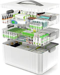 ARSTPEOE 3-Tier Medicine Organizer - Portable Medicine Cabinet with Plastic Handle, Multipurpose Medical Box, Pill Organizer, Empty First Aid Kit for Home