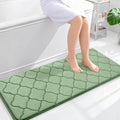 OLANLY Memory Foam Bath Mat Rug 47x20, Ultra Soft and Absorbent Bathroom Rugs, Non-Slip, Comfortable, Machine Washable Bath Carpet for Bathroom Floor, Tub Shower and Home Decor Accessories, Sage Green
