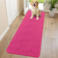 Smiry Dog Door Mat for Muddy Paws 70x24, Absorbent Dirt Trapper, Non-Slip Washable Chenille Entryway Rug for Inside Floor, Hot Pink, Classic Solid