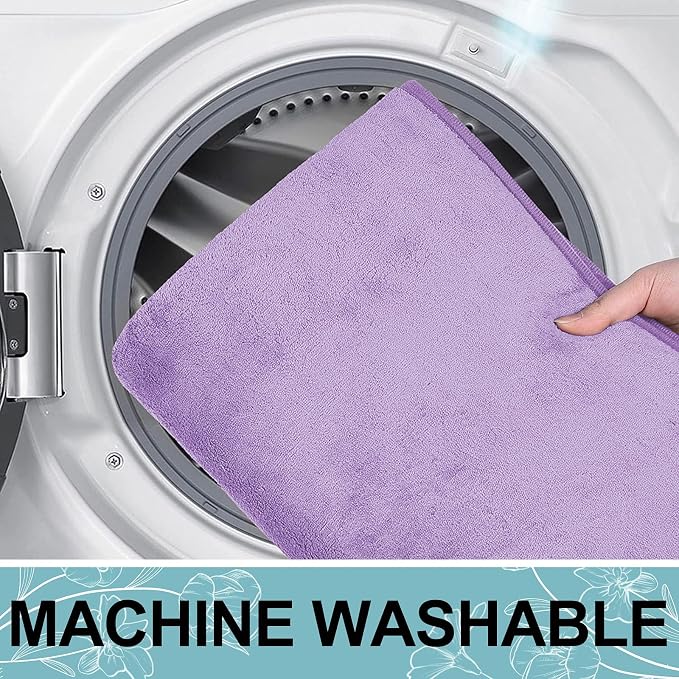 Smiry Memory Foam Bath Mat 36x24, Extra Soft and Absorbent Bathroom Mats, Non Slip Washable Carpet for Floor, Shower and Tub, Purple