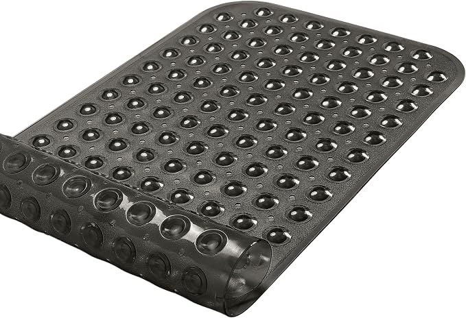 Large Non-Slip Bathtub & Shower Mat 31 inch x16 inch (Smooth/Non-Textured Tubs Only) Safe, Clean, Machine-Washable, Superior Grip&Drainage, Vinyl, Transparent Black, Medium