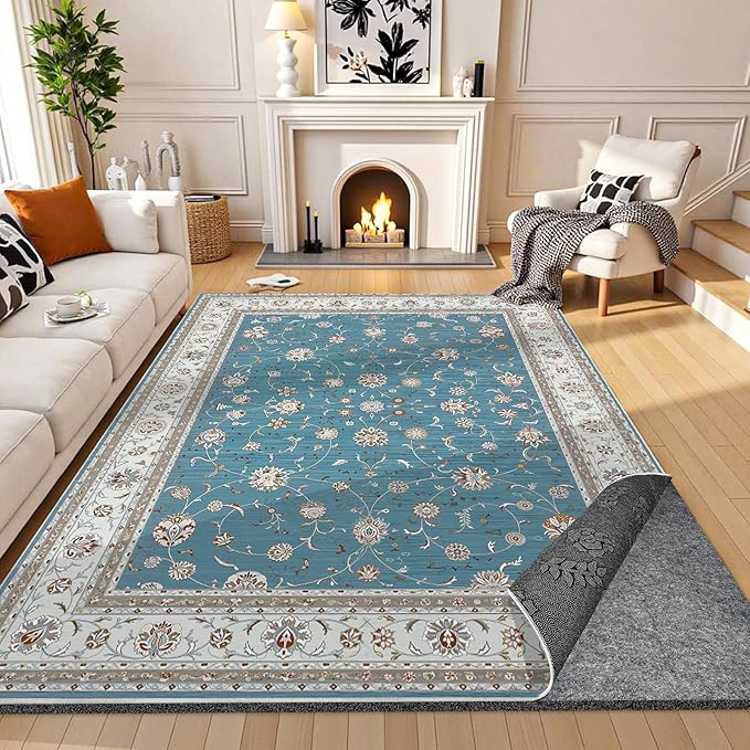 Waterproof Rug Pad 4x6 Ft, 1/4" Thick Under Area Carpet Padding, Non Slip Felt Rug Pads for Hardwood Floors, Protective Underlay Keeps Rugs in Place Without Wrinkles