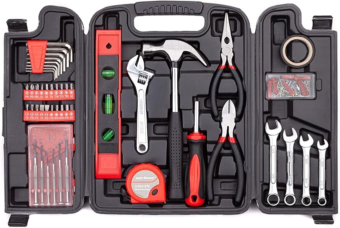 CARTMAN 136-Piece Tool Set General Household Hand Tool Kit with Plastic Toolbox Storage Case