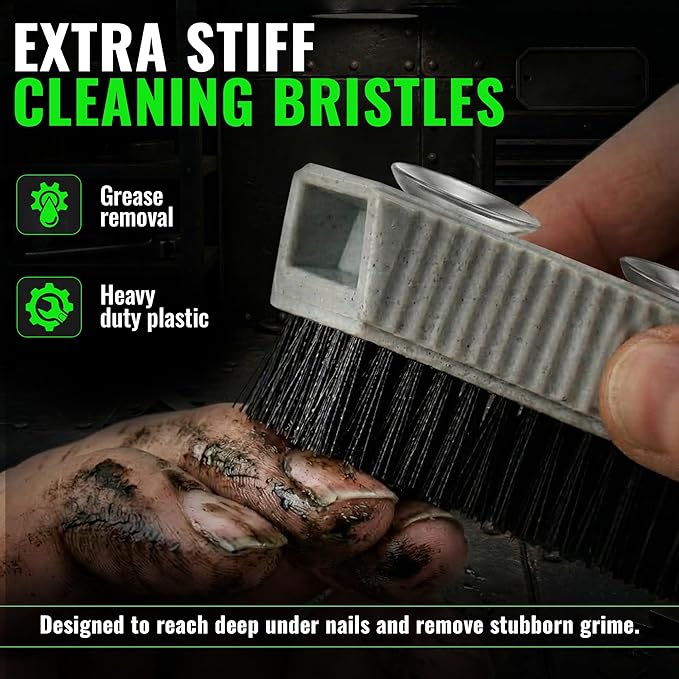 Grip Clean Nail Brush for Cleaning Fingernails – Heavy Duty Nail Brush with Extra Stiff Bristles - Fingernail Brush & Nail Scrubber Brush with Suction Cup Backing for Men & Women - 4 Pack