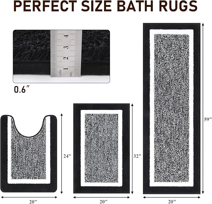 Pauwer Bathroom Sets 2 Piece, Non Slip Bath Mats, Absorbent Shower Rugs for Tub and Shower Floor
