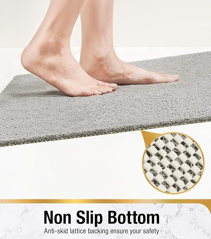 Shower Mat Non Slip Square, Bath Tub Mat for Textured Surface, Soft PVC Loofah Bathtub Mats Without Suction Cups, Quick Drying Shower Floor Mat, 24 x 24 Inch Bathroom Accessories, Grey