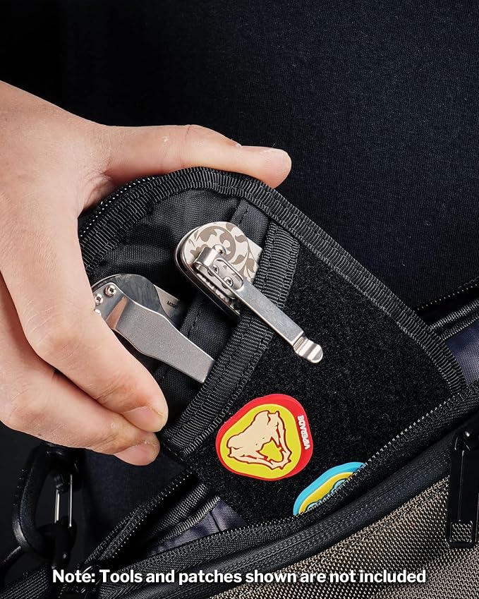 VIPERADE VE10 EDC Pouch Small Pocket Tool Pouch with 10 Compartments, Men's Pocket Organizer for Multitools, EDC Organizer with Patches Area for DIY (X-pac Black)