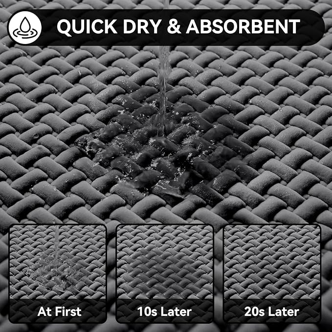 YDKGL Bathroom Runner Non Slip, Extra Soft Absorbent Quick Dry Bath Mats, Foam Weave Texture Thin Bath Rugs Washable with Rubber Backing, 20" x 59“