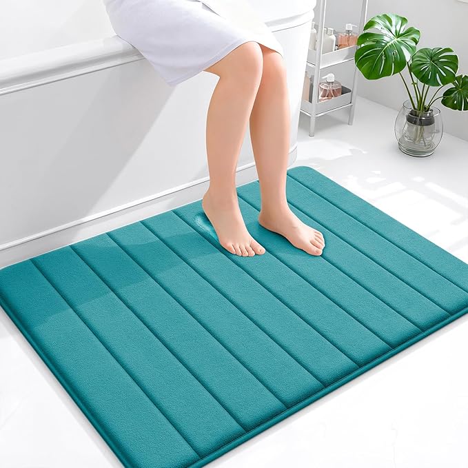 OLANLY Memory Foam Bath Mat 40x32, Super Soft Absorbent Bathroom Rugs, Quick Dry, Machine Washable Shower Floor Rugs, Bathmat Carpet, Bathroom Home Decor Accessories, Deep Lake