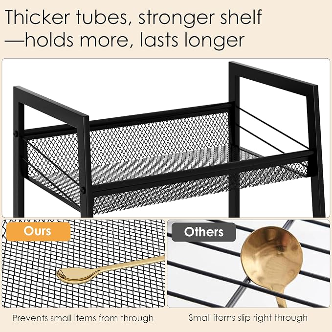 Masupu 2 Tier Bathroom Shelf, Bathroom Organizer and Storage for Small Space, Free-Standing Metal Rack Shelves Waterproof for Kitchen, Bathroom, Laundry, Toilet, Black