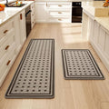 Kitchen Mats for Floor, 17''x30''+17''x47''Kitchen Rugs Set of 2, Washable Absorbent Non Slip Kitchen Mat, Braided Kitchen Runner Rug, Kitchen Sink Rug, Brown