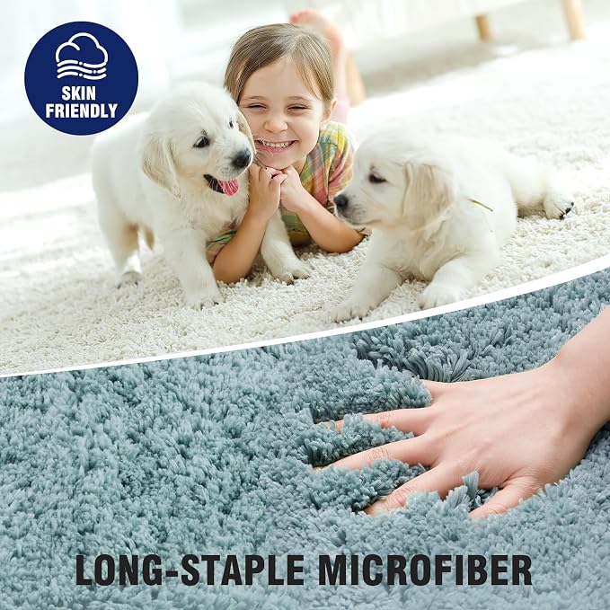 TECHMILLY Super Soft Shaggy Bathroom Rugs, Absorbent Thick Non Slip Microfiber Bath Rugs, Quick Dry Machine Washable Bath Mat for Bathroom Floor, Bathtub and Shower 17"x24"