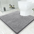 Smiry Luxury Chenille Toilet Rugs U-Shaped 24x24, Soft Absorbent Non-Slip Contour Bathroom Rugs for Toilet, Machine Washable Contoured Bath Mats, Grey