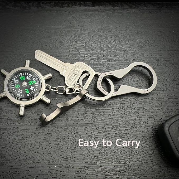 Titanium Bottle Opener, Small Keychain Beer Bottle Opener Can Opener with Stainless Steel Key Ring(2 Packs)