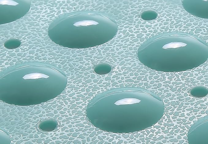 Large Non-Slip Bathtub & Shower Mat 31”x16” (Smooth/Non-Textured Tubs Only) Safe, Clean,Machine-Washable, Superior Grip&Drainage, Vinyl, Opaque Aqua/Blue-Green