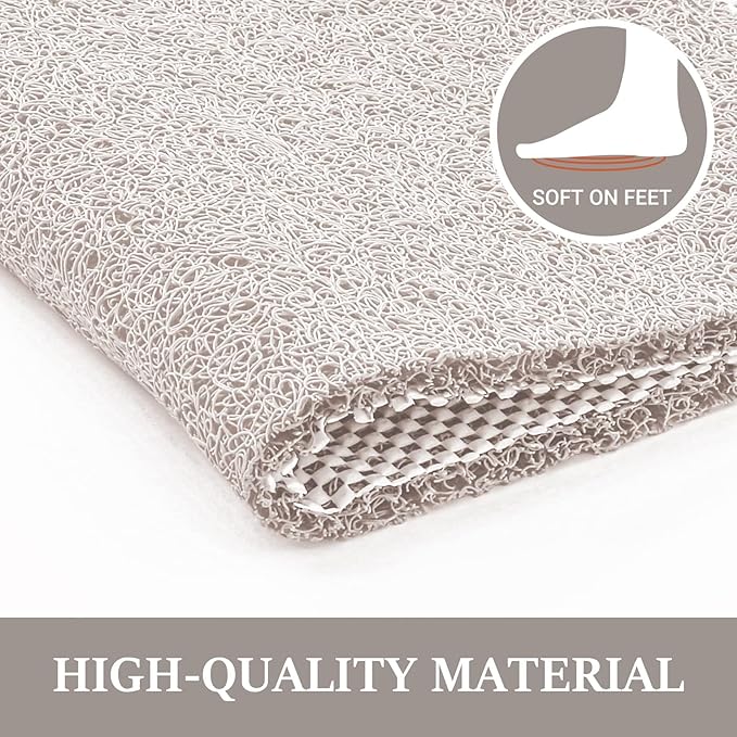 LuxStep Shower Mat Bathtub Mat,24x32 inch, Non-Slip Bath Mat with Drain, Quick Drying PVC Loofah Bathmat for Tub,Shower,Bathroom (Phthalate Free,White)