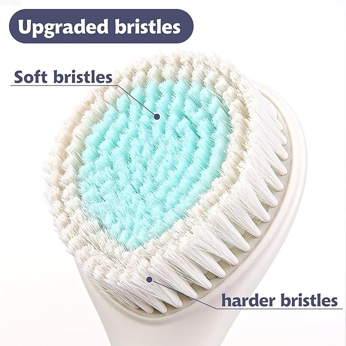 BEDELITE Back Scrubber for Shower, Soft Bath Brush Long Handle for Men & Women(16.4 Inches), Anti Slip Body Scrubber Exfoliator for Cleaning(Ivory)