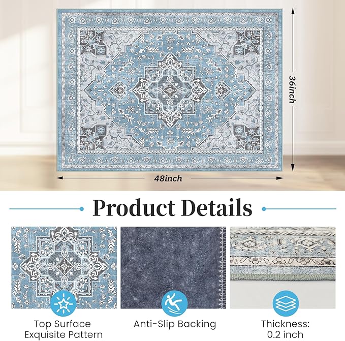 Office Chair Mat for Hardwood Floor & Tile Floor,36"X 48" Heavy Duty Desk Chair Mat for Hard Floors, Under Desk Rug for Rolling Computer Chair,Anti Slip,Low Pile Carpet Floor Protector-Blue