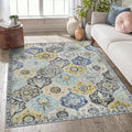 Lahome Moroccan Trellis Washable Area Rugs 5x7, 5x7 Area Rugs for Living Room Bedroom, Indoor Non-Slip Large Oriental Throw Carpet for Kitchen Entryway Bathroom Office Elise, Yellow/Aqua