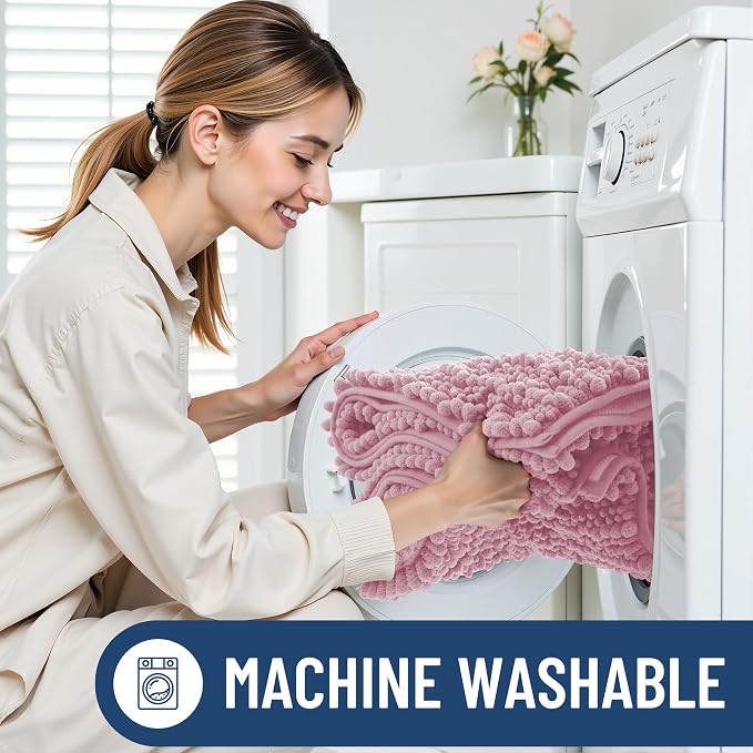 Smiry Bathroom Rugs Mat 40x32, Extra Soft Absorbent Chenille Bath Rugs, Non Slip Rubber Backing Machine Washable Quick Dry Bath Mats for Bathroom Floor, Tub, Shower, Home Decor Accessories, Dusty Rose