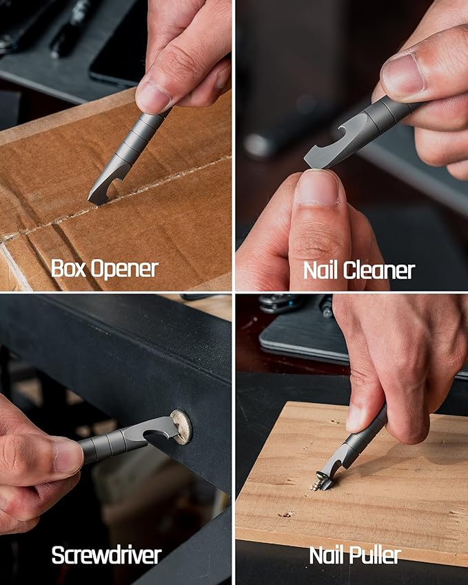 TISUR Keychain Pry Bar, Titanium Mini EDC Prybar Multitool with Bottle Opener, Pocket Small Keychain Tools for Every Day Carry(Gray-Mini)