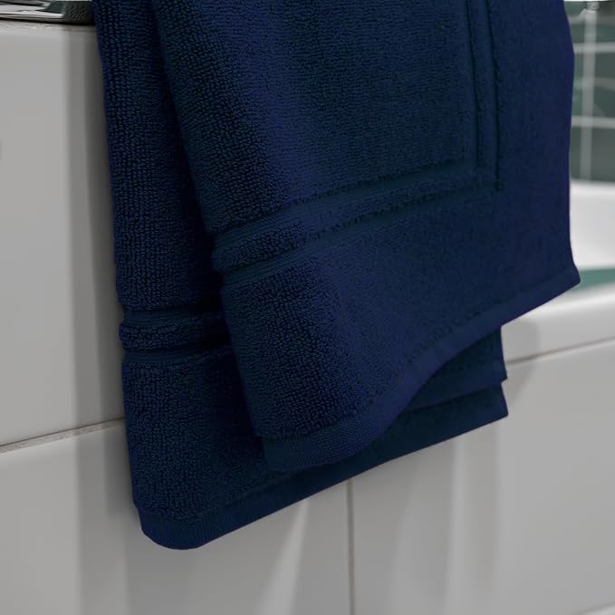 Tens Towels Pack of 2 Bath Mats 100% Cotton, 20 x 32 Inches, Super Absorbent, Hotel Quality Premium Floor Towels, Luxurious, Soft & Quick Dry, Not a Bathroom Rug, Navy