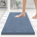 Smiry Luxury Chenille Bathroom Rugs 24x16, Extra Soft and Absorbent Shaggy Bath Mat, Machine Washable, Non-Slip Plush Carpet Runner for Tub, Shower, and Floor, Home Decor Accessories, Grayish Blue