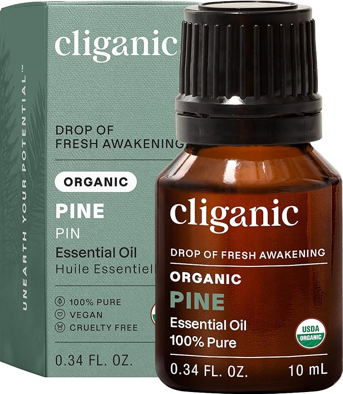 Cliganic Organic Pine Essential Oil, 100% Pure Natural Undiluted, for Aromatherapy | Non-GMO Verified | Organic, Peppermint, for Aromatherapy