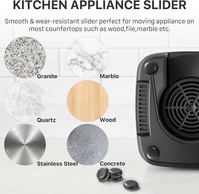 8PCS Appliance Sliders for Kitchen Black,Self-Adhesive Small Kitchen Appliance Slider Hacks Easy to MovIing & Space Saving Must Have Gadgets Mixer Accessories for countertop