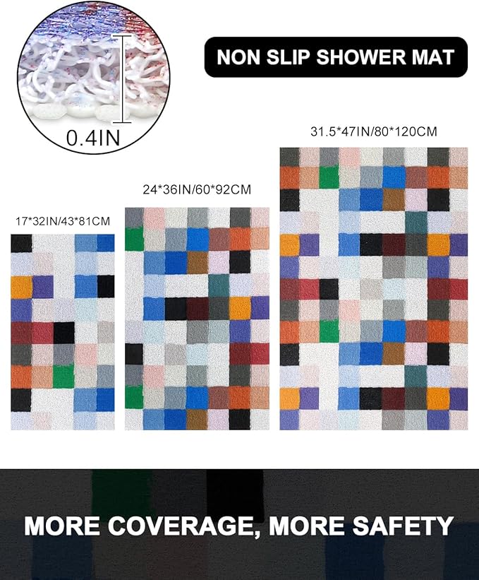 Shower Mat Non Slip - Quick Drying Anti Slip Shower Mats for Inside Shower, Soft PVC Loofah Foot Scrubber Mat, Extra Large Bath Mat for Shower, Tub, Bathroom, Floor, Kitchen, Home, Pool, Hotel