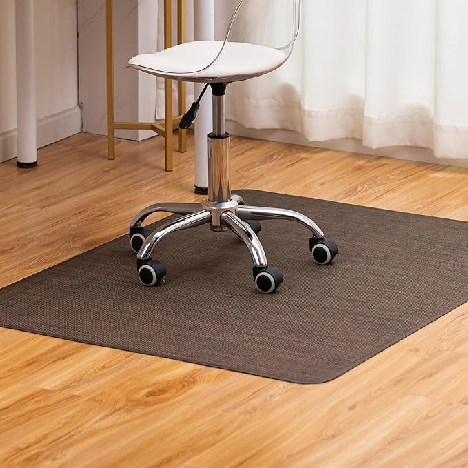 BARoyal Office Chair Mat for Hardwood Floor Under Desk Computer Rolling Chair Mat for Wood/Tile Floor Non-Slip Heavy Duty Desk Rug PVC Plastic Hard Floor Protector 36" x 48"(Coffee)
