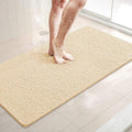 LuxStep Shower Mat Bathtub Mat,36x16 inch, Non-Slip Bath Mat with Drain, Quick Drying PVC Loofah Bathmat for Tub,Shower,Bathroom (Phthalate Free,Khaki)
