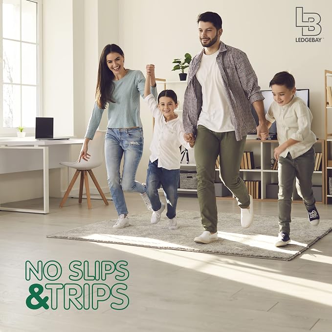 Ledgebay Rug Pad Grippers for Area Rugs Pack of 9 Reusable, No Skid, Washable, Anti-Slip Pads, Rug Gripper for Hardwood Floors and Tile with Double-Sided, Self Adhesive Rug Tape to Keep Rugs Flat