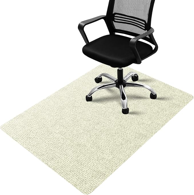 Office Chair Mat for Hardwood Floors 48"x36", Durable Non-Slip Large Tile Floor Protector, Anti-Scratch Thick Heavy-Duty Recyclable Gliding Desk Mats for Computer Rolling Chairs, Off White